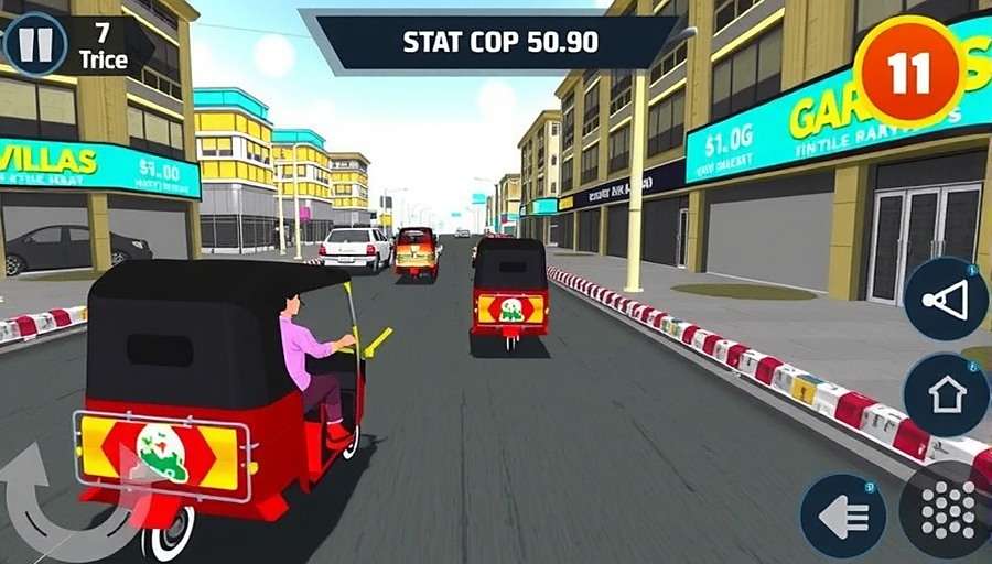 Desi Rickshaw Run - Navigating through Mumbai's crowded streets Desi Rickshaw Run gameplay showing auto-rickshaw racing through busy Indian street